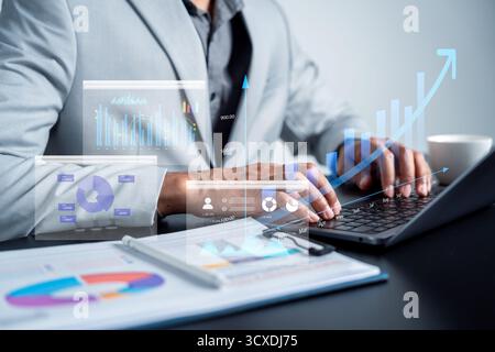 Financial chart and investment analysis with digital graphs, and performance data. finance strategy Stock Photo