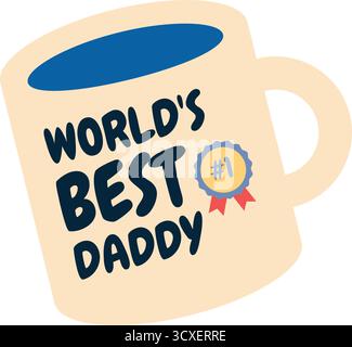 Celebrate Father's Day with this 'World's Best Daddy' mug design. Perfect for cards, gifts, or any dad-themed project, this image captures affection a Stock Vector