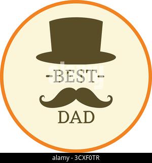 Show appreciation for your father with this charming graphic featuring a top hat and mustache. Perfect for Father's Day cards, gifts, or decorations. Stock Vector