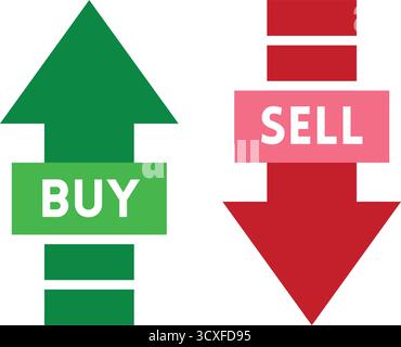 Stock market Buy Sell concept Red sell down arrow green buy up arrow Stock Vector