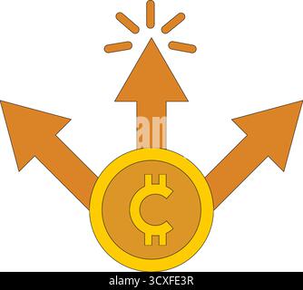 Cryptocurrency increasing value Vector concept Bitcoin Icon Symbol - Vector Stock Vector