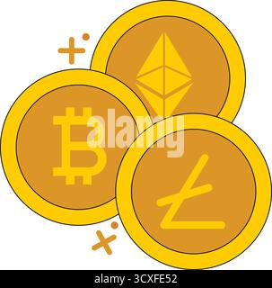 Different type of Cryptocurrency Vector concept Bitcoin Icon Symbol - Vector Stock Vector