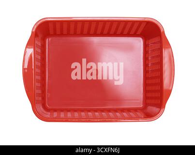 Studio shot of an empty red plastic basket, isolated on a transparent background Stock Photo