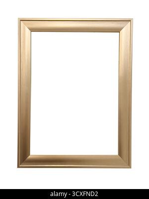 Empty golden rectangular picture frame with a transparent background Stock Photo