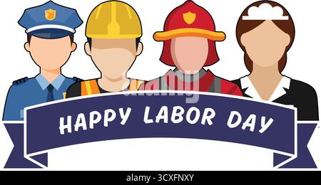 happy labor day over white background. colorful design. vector illustration Stock Vector