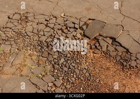 Damage to Road in Rural East TX Area Stock Photo