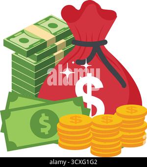Saving money - vector illustration sack of money Stock Vector