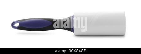 One sticky lint roller isolated on white Stock Photo