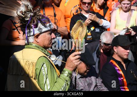 Orange Shirt Day symbols on a jacket honouring Indigenous Residential ...