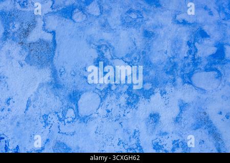 Abstract Texture of Weathered Blue and White Wall in Greece, Characteristic of Cycladic Architecture Stock Photo