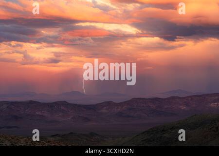 Sunset lightning in Death Valley National Park Stock Photo