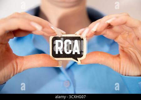 RCA Root Cause Analysis - method of problem solving used for identifying the root causes of faults or problems, acronym text stamp Stock Photo