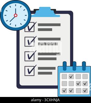 Task Management and Scheduling Checklist and Calendar Planning Design Stock Vector