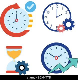 Time Tracking and Productivity Tools icon set Stock Vector