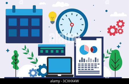 Business Operations and Time Coordination Stock Vector