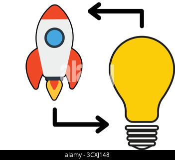 Business Startup Launch Rocket Stock Vector