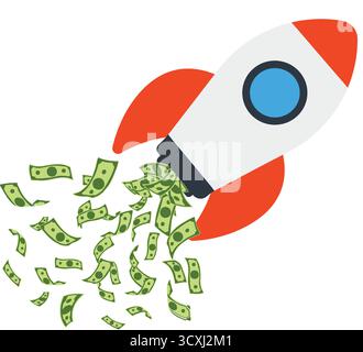 Business Startup Launch Rocket Stock Vector