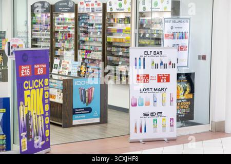 Vape shop, e cigarettes, e liquids for vaping store in Bury shopping  centre, North west England,UK Stock Photo
