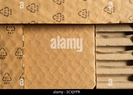 Cardboard paper with PAP 21 recycling code, non-corrugated fiberboard or paperboard Stock Photo