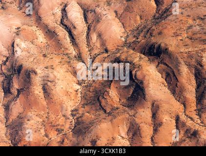 An aerial view of the ancient eroded land formations found in the central desert areas of South Australia. Stock Photo