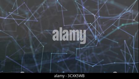 Displaying glowing nodes and connecting lines forming translucent polygons in dark interface Stock Photo