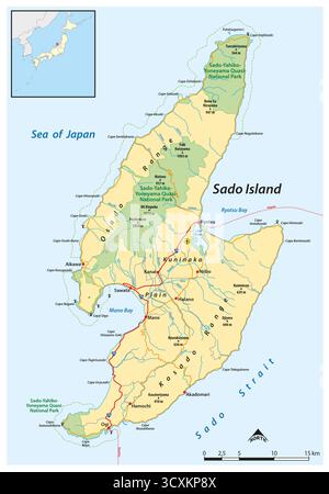 Map of the Japanese island of Sadu Stock Photo