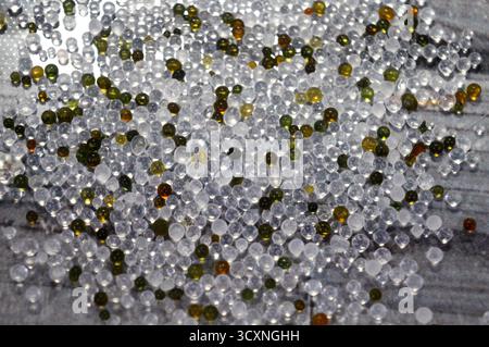 Silica gel for moisture control, absorbent particles under a light ...