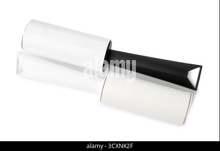 Two sticky lint rollers isolated on white, above view Stock Photo