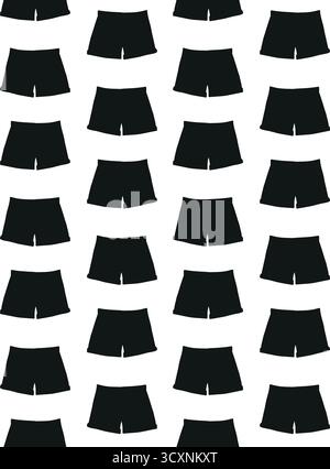 Vector seamless pattern of jeans shorts silhouette Stock Vector