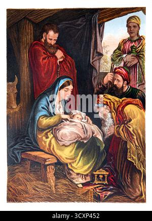 Illustration of the The Nativity Three Wise Men Gifting Gold ...