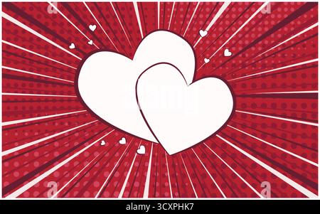 Bright red retro comic speech bubble with hearts Stock Vector