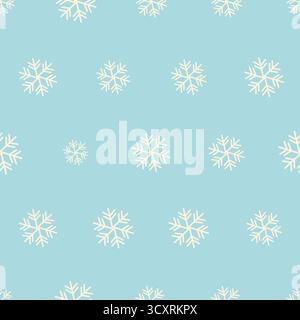 Winter pattern with snowflakes. White snow flakes on gentle light blue background. Seamless vector texture for packaging, cards, banners design, print Stock Vector