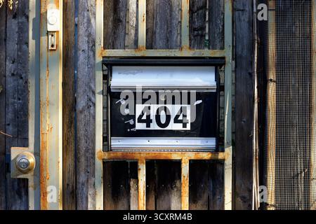 A mailbox with a 404 number on it. The number refers to the Internet error message 404 Not Found Stock Photo