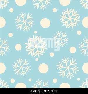 Winter pattern with snowflakes. White snow flakes on gentle light blue background. Seamless vector texture for packaging, cards, banners design, print Stock Vector