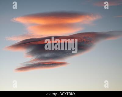 A single Lenticular cloud hovers over the old town of Corfu,  Corfu Island,Greece, Stock Photo