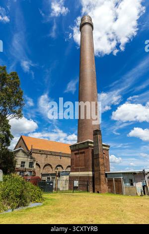 Historic industrial chimney at the decommissioned Cockatoo Island power station, Sydney, Australia Stock Photo