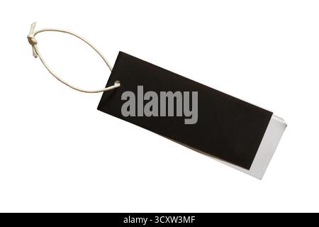 Black paper hang tag isolated on white background with clipping path Stock Photo