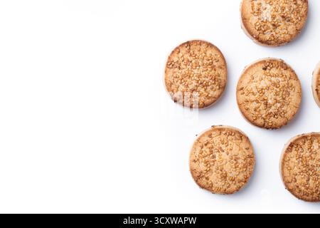 Traditional Spanish mantecados dessert isolated on white background Stock Photo
