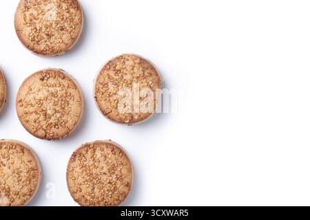 Traditional Spanish mantecados dessert isolated on white background Stock Photo