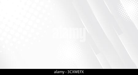 Modern background geometric and design light gray and white color scheme. Radial halftone pattern light gray dots. Bars with subtle gradient giving la Stock Photo