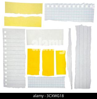 Torn pieces of paper isolated on white background Stock Photo