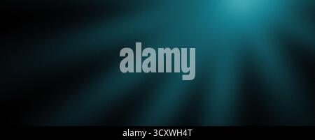 Dark teal gradient rays of light on black background. Abstract glowing illumination texture with soft depth and moody atmosphere. Stock Photo