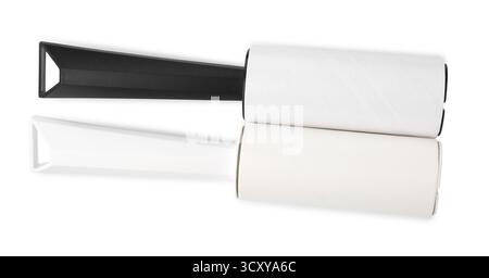 Two sticky lint rollers isolated on white, top view Stock Photo