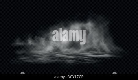 Realistic steam over the river. Vector illustration isolated on transparent backdrop Stock Vector