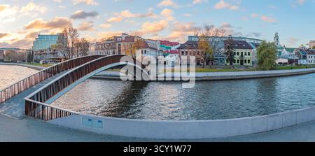 bridge over the Svisloch in the center of Minsk on Zybitskaya. Republic of Belarus Stock Photo