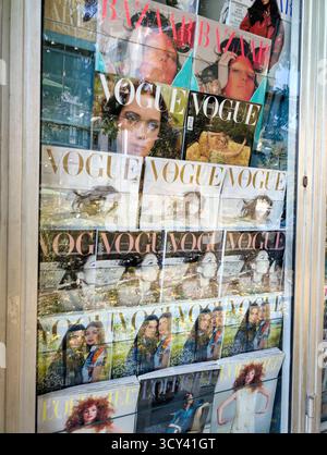 Vogue magazines on sale in a kiosk in Italy Stock Photo