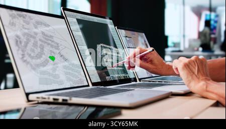 Building 3D Design Concept Using Digital Technology And Architecture Innovation Stock Photo