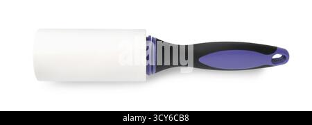 One sticky lint roller isolated on white Stock Photo