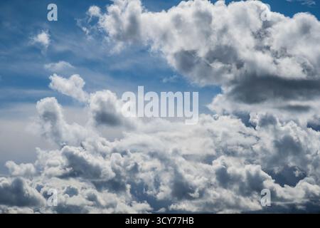 Outstanding stormy sky with white fluffy clouds, natural photography taken in France Stock Photo