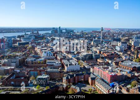 Panorama view of City Centre from Liverpool Cathedral Tower Stock Photo